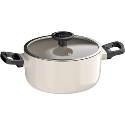 LEO Kookpot antikleef met deksel Glints Spirit - Ø 20cm - Wit - PFAS-vrij