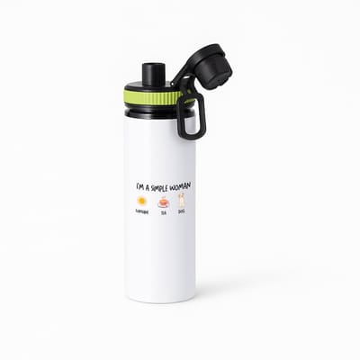 Hacebo® - I'm a simple woman sunshine, tea, dog waterfles met draaidop groen - Quotes - vrouwen die simpel zijn - quotes - verjaardagscadeau - verjaardag - cadeau - kado - geschenk - gift - water fles - 850ML