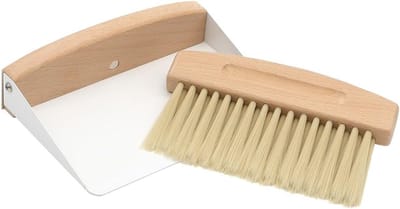 Mini Broom en Schep Set voor Tafel - Premium Handveger en Schep voor Keuken, Eettafel en Bureau met Magnetische Functie en Beukenhout Afwerking