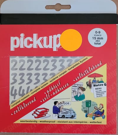 Pickup plakcijfers boekje Vivace zilver - 15 mm