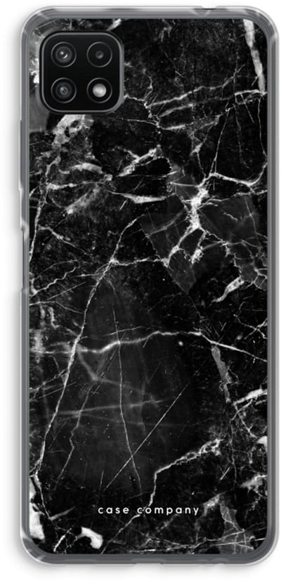 Case Company® - Hoesje geschikt voor Samsung Galaxy A22 5G hoesje - Zwart Marmer - Soft Cover Telefoonhoesje - Bescherming aan alle Kanten en Schermrand