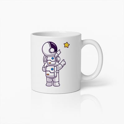 Schattige Astronaut en Robot Sterrenkijkende Keramische Koffiebeker – Perfect Cadeau voor Ruimtefans