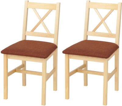 Set van 2 eetkamerstoelen MCW-F77, leunstoel keukenstoel stoel, massief hout stof landhuis ~ naturel bekleding terracotta