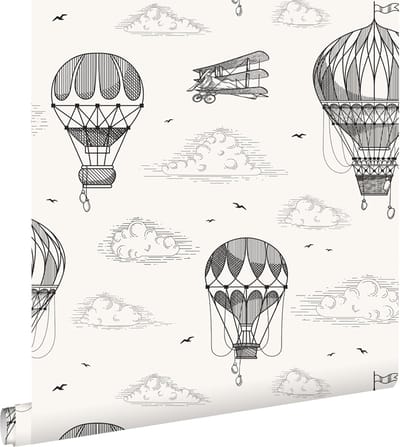 ESTAhome behang luchtballonnen zwart wit - 50 x 900 cm - 139715
