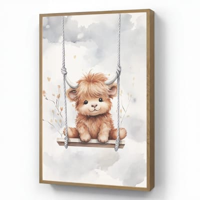 Nachtlampje 70x100 cm - Kinder lamp - Schotse hooglander - Dier - Kinderen - Tafellamp kinderkamer draadloos - Slaapkamer lampje - Bedlamp kinderen - Kinderlampje - Wandlamp babykamer - Nachtlampjes