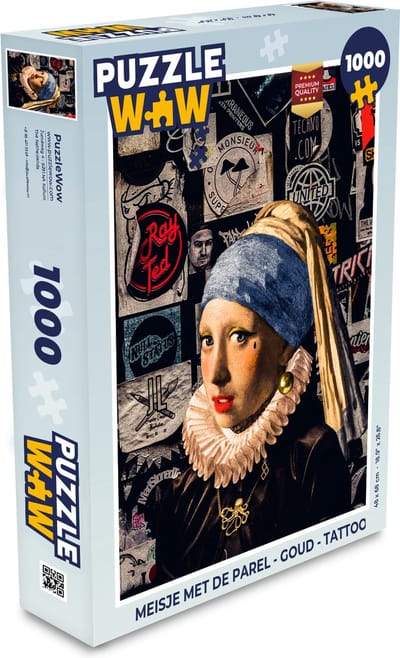 Puzzel Meisje met de Parel - Goud - Tattoo - Legpuzzel - Puzzel 1000 stukjes volwassenen