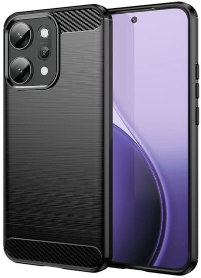 Geborsteld TPU Hoesje Geschikt voor Oppo Reno 14 Pro | Beschermhoes | Back Cover | Flexibel TPU | Stijlvol Carbon | Dun | Zwart
