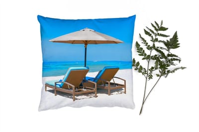 Sierkussens - Kussentjes Woonkamer - 40x40 cm - Strandstoel - Parasol - Zomer - Zee