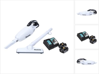 Makita DCL 181 FRFW accu stofzuiger 18 V wit + 2x accu 3.0 Ah + lader