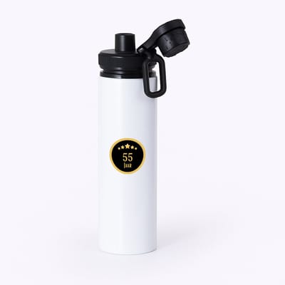 Hacebo® - 55 jaar waterfles met draaidop zwart - iemand die 55 jaar is geworden of 55 jaar lang een relatie hebben of getrouwd zijn - verjaardagscadeau - verjaardag - cadeau - kado - geschenk - gift - relatie - water fles - 850ML