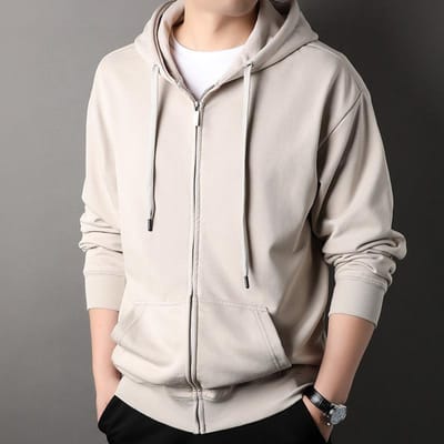 Sweatvest met capuchon Heren Casual Lente en Herfst Nieuw Trendy Veelzijdig Katoenen Jas voor Jongeren en Middelbare Leeftijd 2XL white