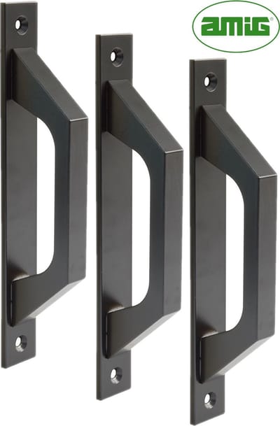 AMIG Deurgreep Schuifdeur – 198x25mm – Aluminium – Loftdeur - Mat Zwart - 3 Stuks