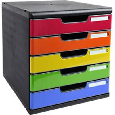Exacompta MODULO A4 regenboog, 5 laden gesloten A4/A4+, stofdicht, stil, veiligheidsstop, stapelbaar
