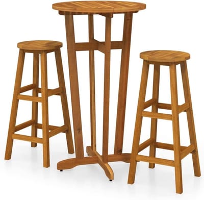 Houten Bar Set - Bistro Set Tuin - Buiten Zitten - Massief Acacia Hout - 60 x 105 cm - Bruin