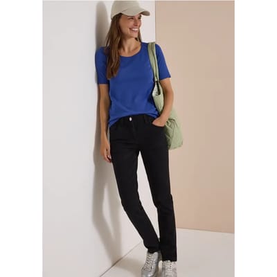 Jeans met Mid Waist-taille en Slim Leg-pijpen in casual pasvorm