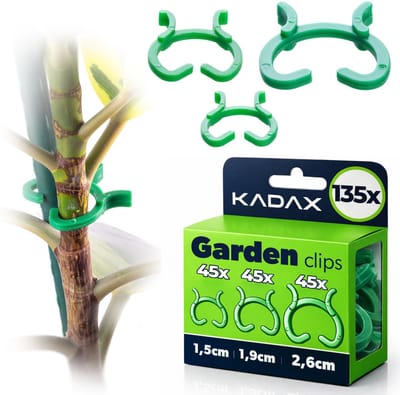 KADAX plantenclips in 3 maten, 135 stuks, plastic plantenclips, plantenclips, bevestigingsclips voor tomaten, komkommers kamerplanten, plantenhouder