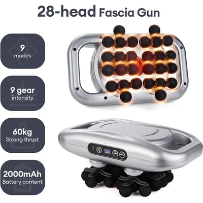 22-Koppige Fasciapistool Hoogfrequente Vibratie Lichaamsmassagepistool Rug- en Taillemasseur Nek Schoudermasseur Spiermassageapparaat