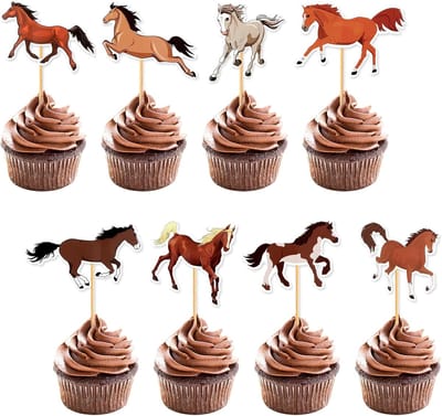 Cupcake toppers paard - 40 stuks - feestelijke decoratie - voor dieren thema feest - ShopVlot