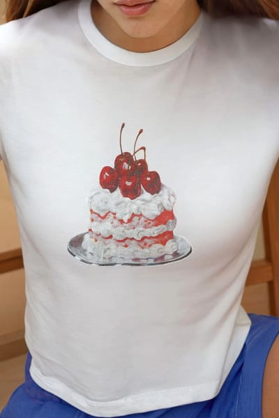 Gedrukte Regular Fit Crew Neck 100% Katoenen Crop T-shirt