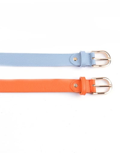 Giuliano Lederen riem - Made in Italy - Leer - Licht blauw