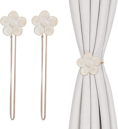 Magnetische bloemen gordijnen met bindruggen | 5 kleuren beschikbaar | Krachtige magneten en verstelbaar koord | Geschikt voor woonkamer, slaapkamer en badkamer