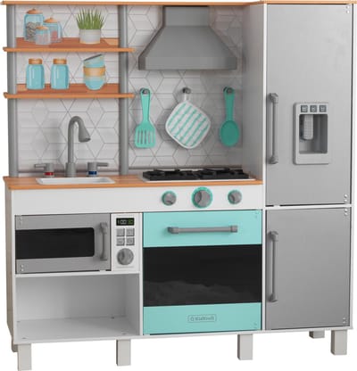 KidKraft Gourmet Chef Speelkeuken – Luxe Houten Keuken voor Kinderen – Rollenspel Keuken met Oven, Koelkast & Accessoires – Educatief Speelgoed voor Thuis & School