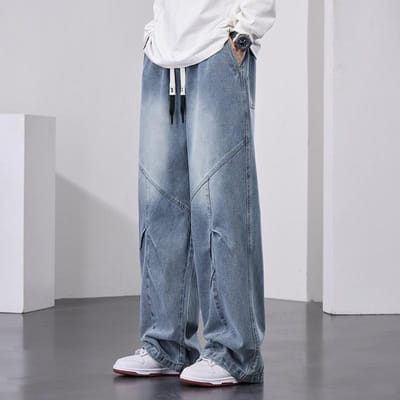 Losse Rechte Retro Jeans Lente en Herfst Nieuwe Heren Wijde Casual Jeans 6XL