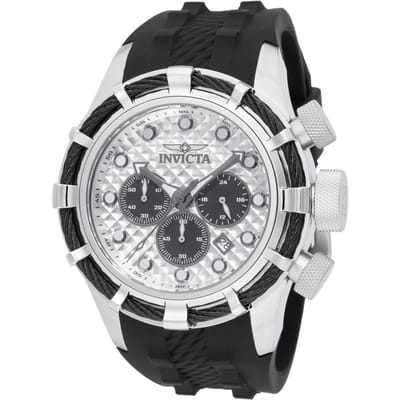 Invicta Bolt 49163 Herenhorloge - Quartz Uurwerk - Roestvrij Staal met Zilveren Wijzerplaat - 50 mm