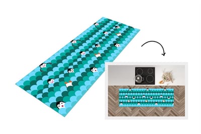 Keukenloper - Loper keuken - Cirkel - Pinguïn - Design - 150x50 cm - Keukenloper vinyl