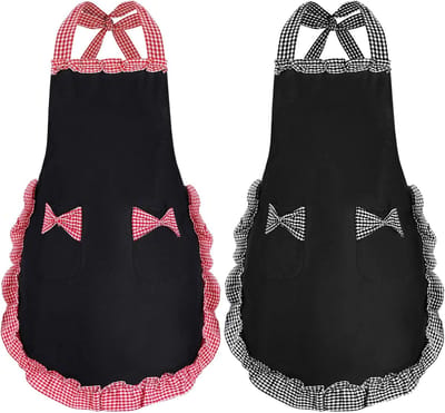 Schorten met 2 Zakken, Waterdichte Keukenschorten voor Vrouwen, Chef-kok Schort voor Koken Bakken Tuinieren, Schorten Als Cadeau voor Moeder Vrouw Vriendin Oma