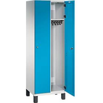 C+P locker Cambio, 2 vakken, op poten, B 600 x D 525 x H 1980 mm, lichtgrijs/lichtblauw