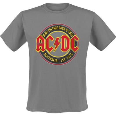 AC/DC T-shirt - High Voltage - Rock 'N' Roll - Australia Est. 1973 - S tot XXL - voor Mannen - grijs