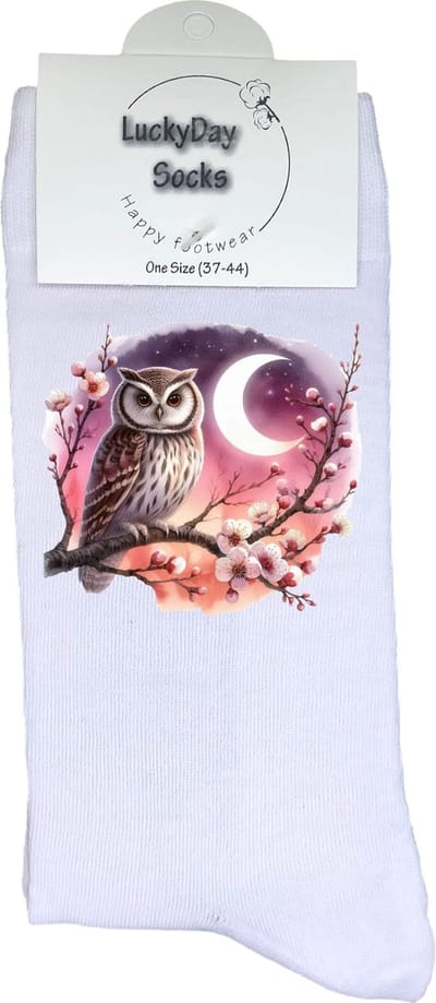 Uil - Vogel -Opkikker - Grappige sokken - Valentijns cadeau - Verjaardag cadeau - Sinterklaas cadeau - Leuke sokken - Vrolijke sokken - Avondrood - Kerst Sokken - Vaderdag - Moederdag - Kerstcadeau - Socks die Happy maken - 37-44
