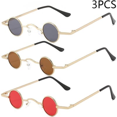 Lunettes de soleil Vintage Rétro Rock Punk Homme Protection Solaire Intemporel Classique Compact Petit Rond Rond Lunettes de Soleil Femmes Adultes Larges gray