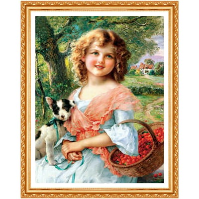 Het meisje rode Jujube 5D Diamond schilderij Cross Stitch ambachten handwerk Home Decor Diamond borduurwerk 20X30CM black