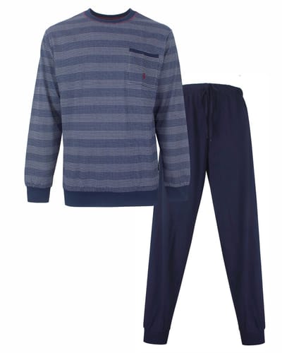Paul Hopkins Heren Shortama - Pyjama Set - Katoen - Lange mouw - Blauw - Maat S