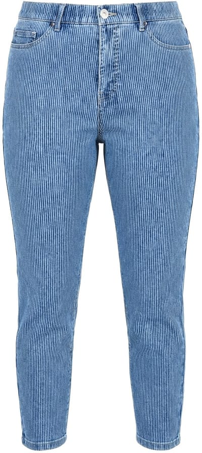 Studio Untold - Dames - Mom jeans Mom Shape 5-pocket strepen - Blauw denim - Maat 44