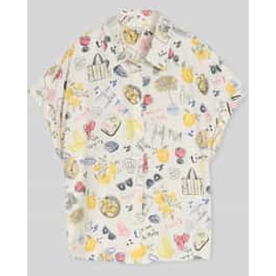 Loose fit blouse van linnen-viscosemix