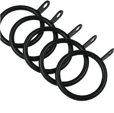 FSW-Products - Zwarte Gordijnringen 6 Stuks - 3 cm Diameter - RVS Metaal - Douchegordijn Ringen - Gordijnhaken - Stevige Gordijnringen voor Douchegordijnen en Gordijnen