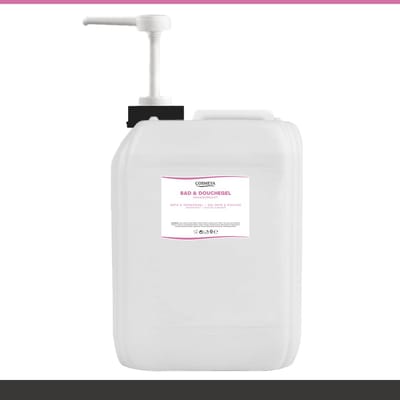 Bad & Douchegel - Passievrucht - Lichtroze/Transparant - 5 Liter - Cosmeya | Navullen.com Navullen Cosmeya.nl Ltr Met Pomp Jerrycan Navulling