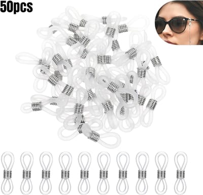 50 stuks - Antislipgesp voor brillenketting - Verstelbare eindconnector voor brillen - Rubberen ring voor brillenketting - Antislip- en antiverliesophangring 2 cm (wit)