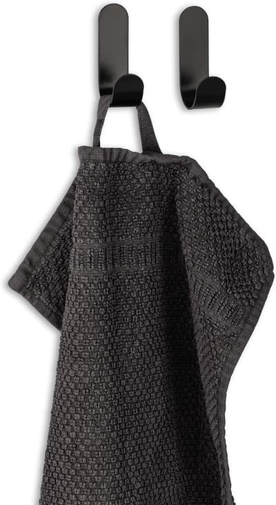 Famanu - Zelfklevende haken, 6 stuks, rvs handdoekhouders 60x18x33mm, zwart, modern en stevig