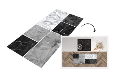 Keukenloper - Loper keuken - Marmer - Collage - Luxe - 120x50 cm - Keukenloper vinyl