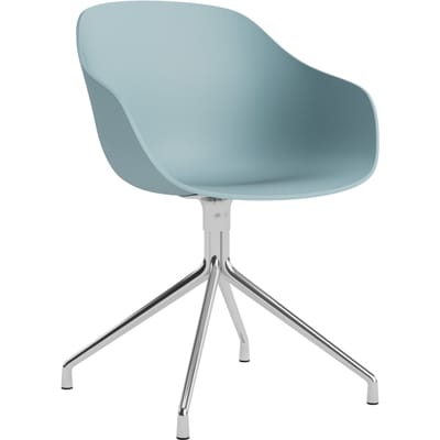 HAY About A Chair AAC 220 - dusty blue 2.0 - gepolijst aluminium - Standaard glijders kunststof