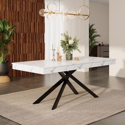 Uittrekbare Eettafel - Verstelbare Tafel - Gezellig Tafelen - Ruimtebesparend Ontwerp - 140-180 cm - Wit