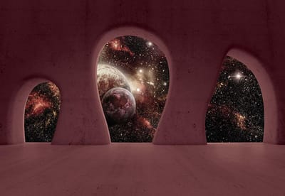 Fotobehang Space Planets View Modern | XL - 208cm x 146cm | 130g/m2 Vlies