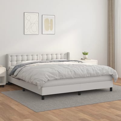 vidaXL - Boxspring - met - matras - kunstleer - wit - 180x200 - cm