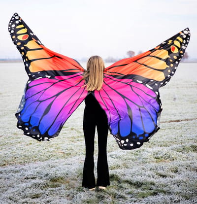 KIMU® Grote Vlinder Vleugels Kinderen Roze Blauw Oranje - Maat 134 140 146 152 158 164 - Kostuum Pak Vlindervleugels Kind Kinder Butterfly Festival