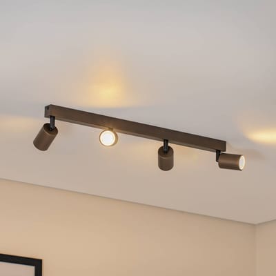 TK Lighting Plafondspot Top, verstelbaar, bruin, 4-lamps lineair