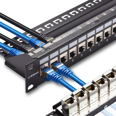 24-poorts RJ45 Patchpaneel Cat7 STP doorvoer voor netwerken - Ethernet keystone patchpaneel 19 inch